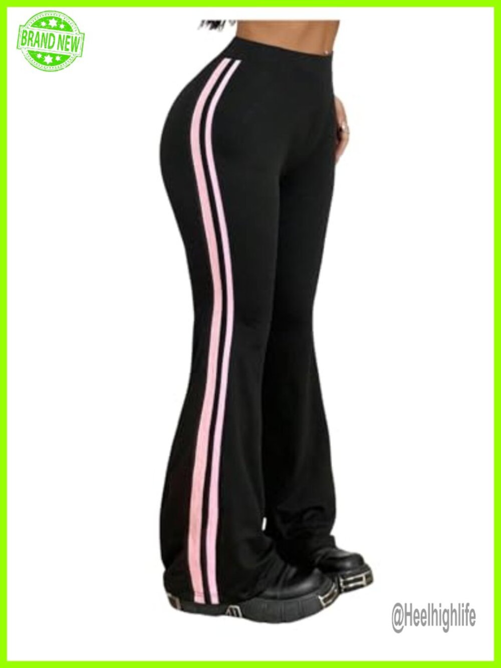 High Waisted Flare Yoga Leggings Striped Workout Pants